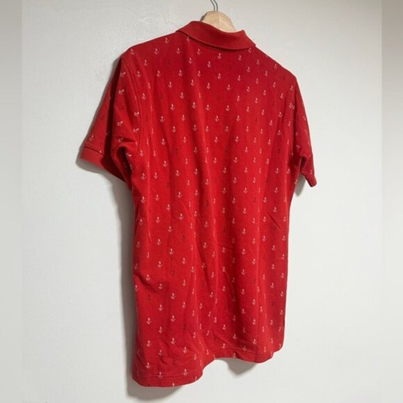 Uniqlo Red Anchor Print Polo Shirt Men’s Size L - Picture 8 of 8